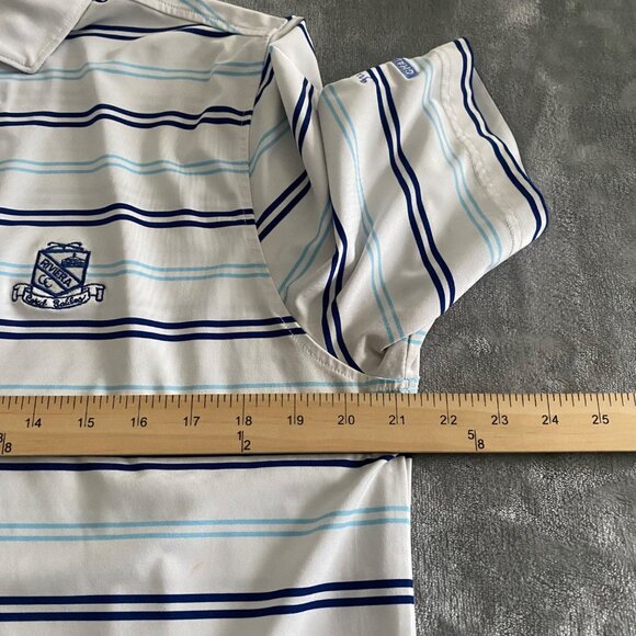 Stitch Striped Men's‎ Performance Golf Polo Size Medium Logo Riviera Golf Course - Picture 7 of 12